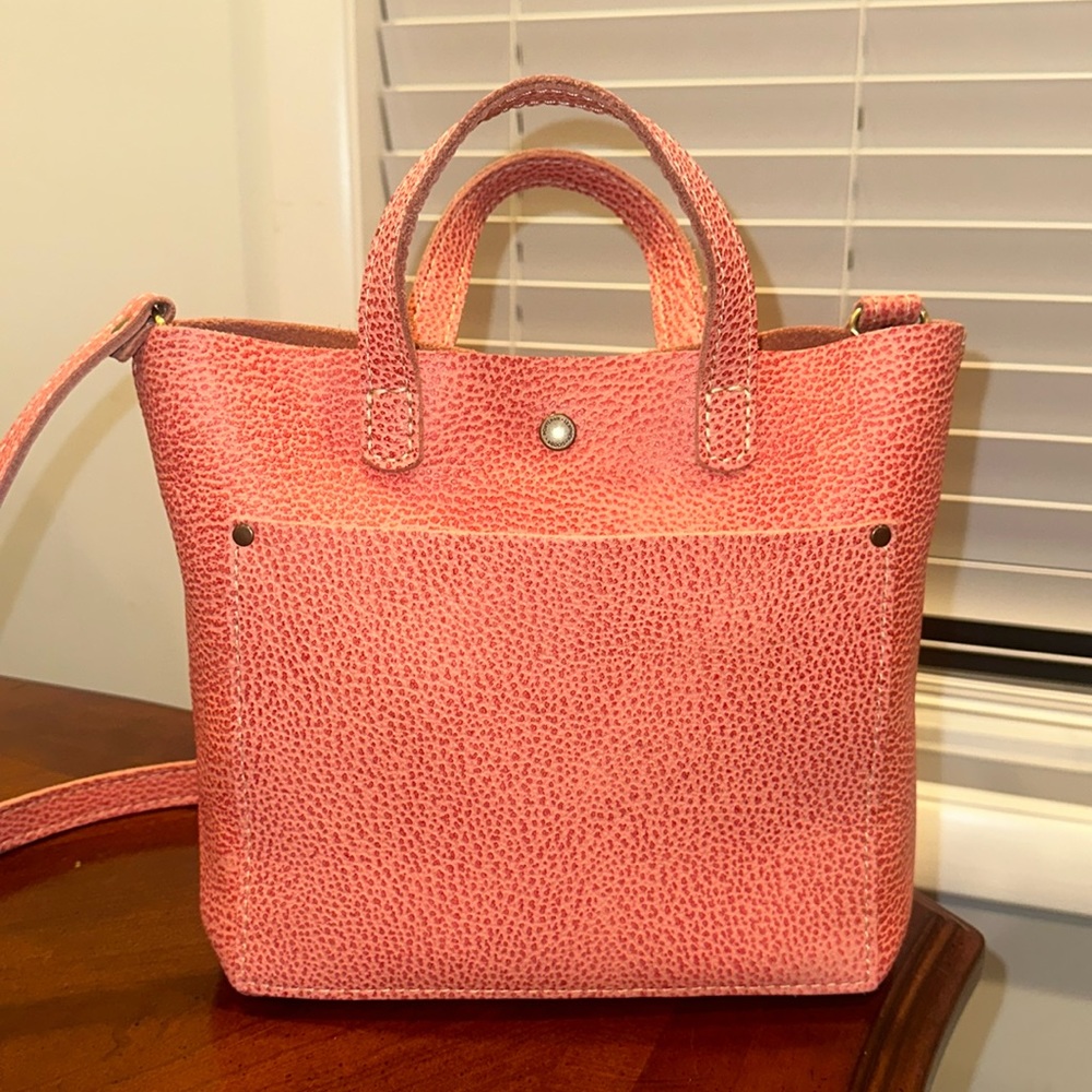 Portland Leather Mini Crossbody Tote Pink